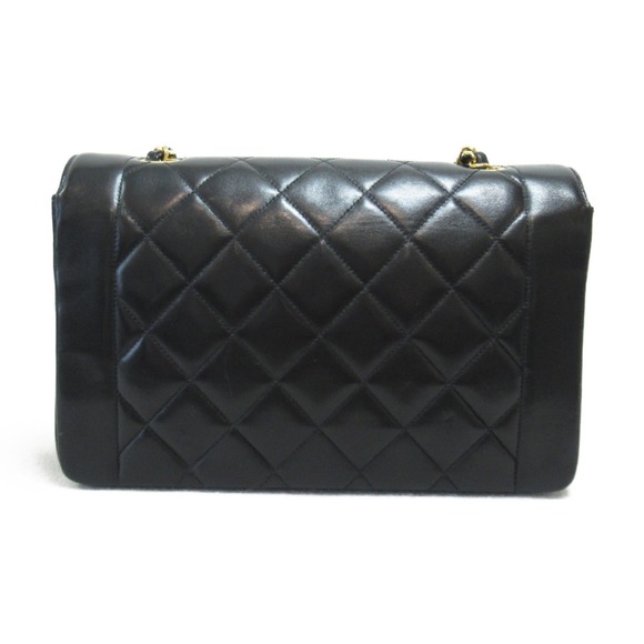 Chanel Chain Diana Shoulder Bag Lambskin Black Matelasse - Picture 1 of 10